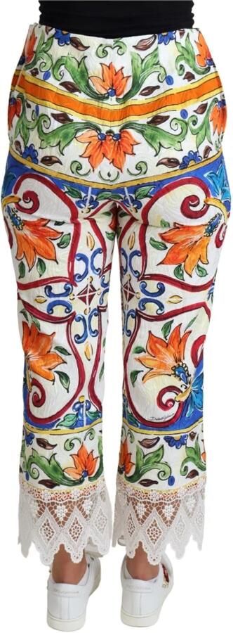 Dolce & Gabbana Multicolor Majolica Print Katoenen Broek Multicolor Dames