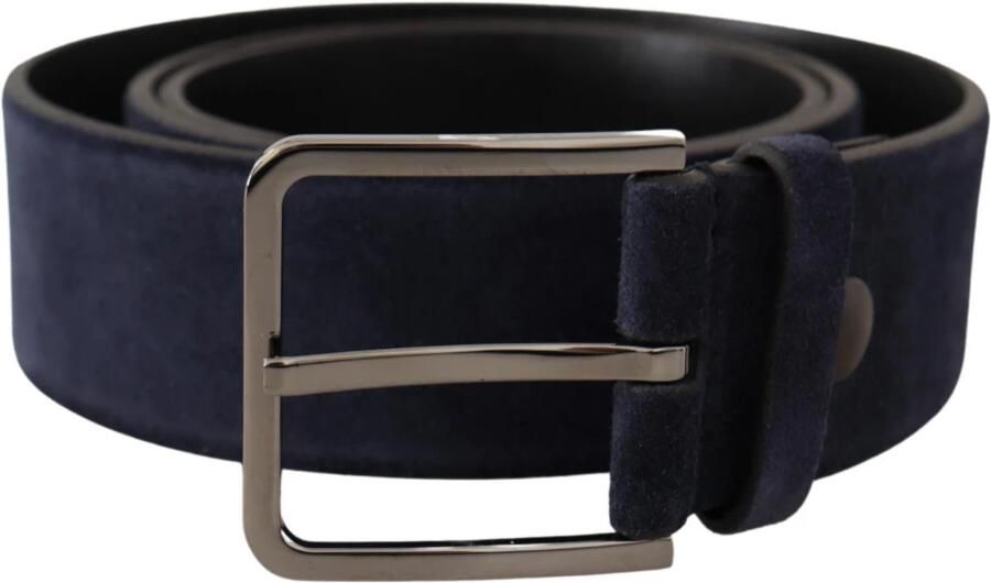 Dolce & Gabbana Marine Elegant Fluweel Leren Riem Blue Heren - Foto 3