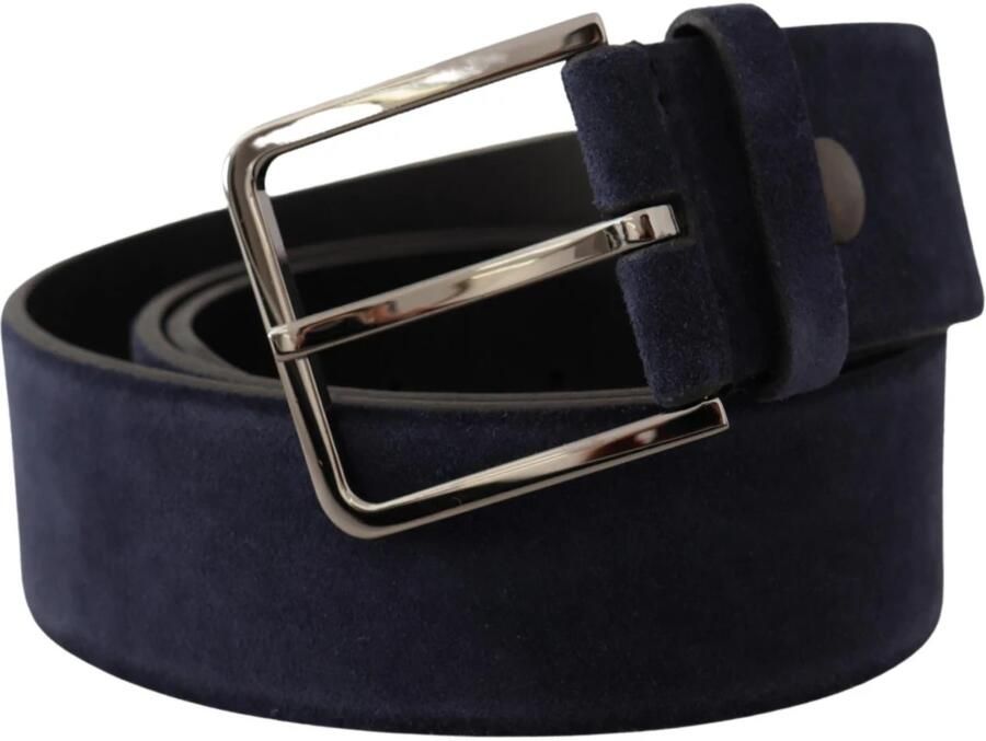 Dolce & Gabbana Marine Elegant Fluweel Leren Riem Blue Heren