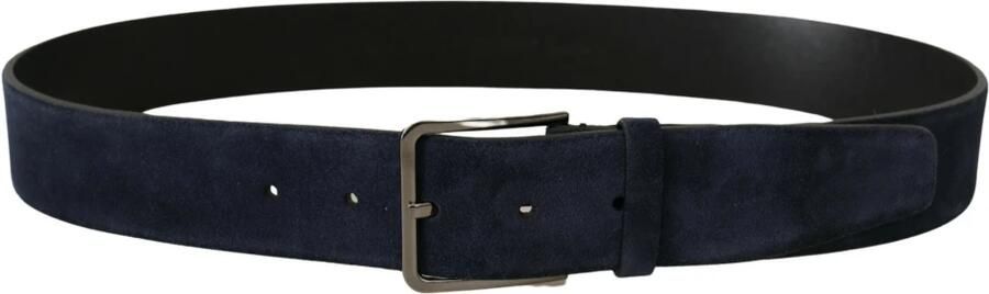 Dolce & Gabbana Marine Elegant Fluweel Leren Riem Blue Heren - Foto 2
