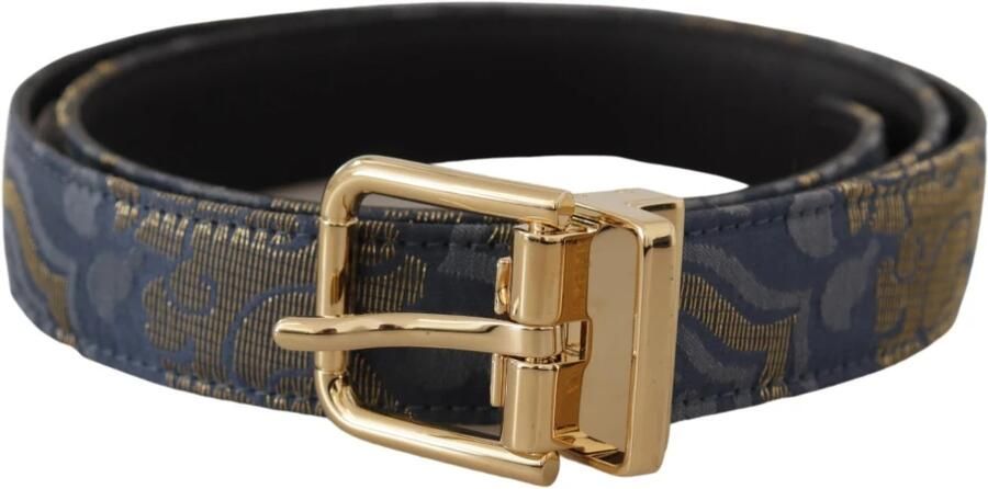 Dolce & Gabbana Marineblauwe Jacquard Riem met Gouden Metalen Gesp Blue Dames - Foto 7