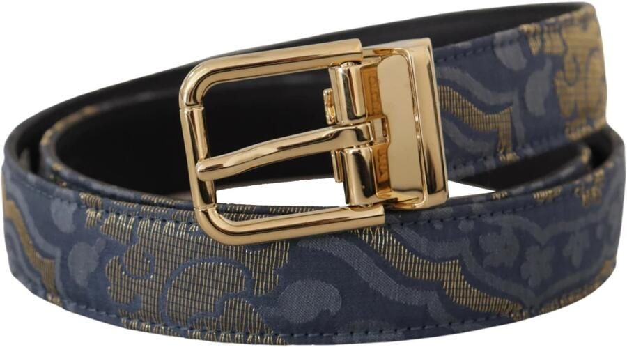 Dolce & Gabbana Marineblauwe Jacquard Riem met Gouden Metalen Gesp Blue Dames - Foto 5