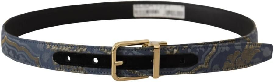 Dolce & Gabbana Marineblauwe Jacquard Riem met Gouden Metalen Gesp Blue Dames - Foto 6