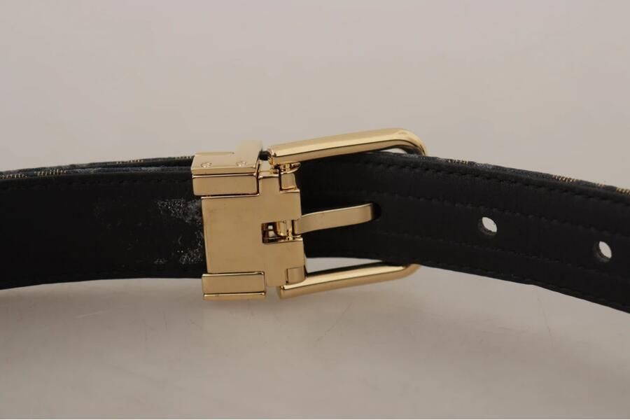 Dolce & Gabbana Marineblauwe Jacquard Riem met Gouden Metalen Gesp Blue Dames - Foto 3