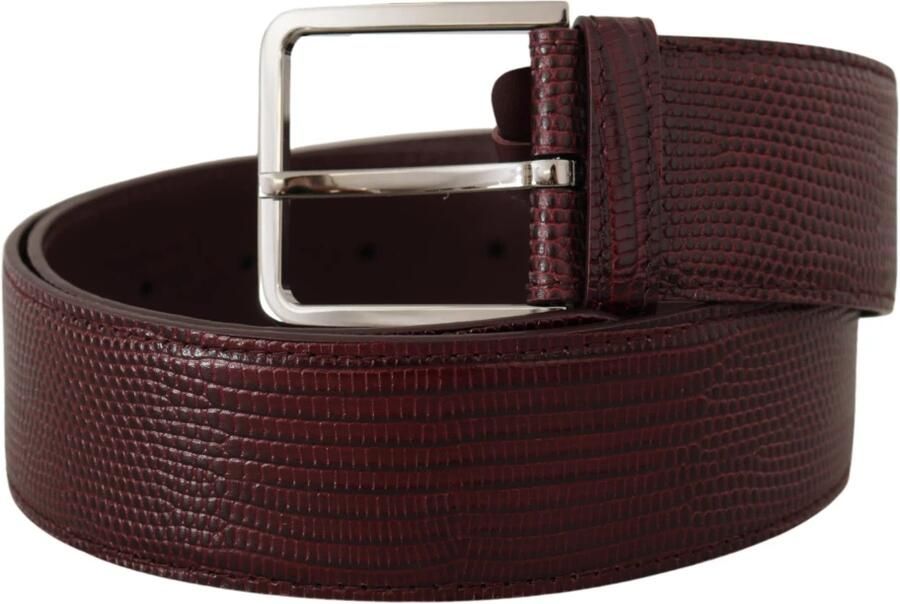 Dolce & Gabbana Maroon Breed Logo Gegraveerde Gesp Riem Brown