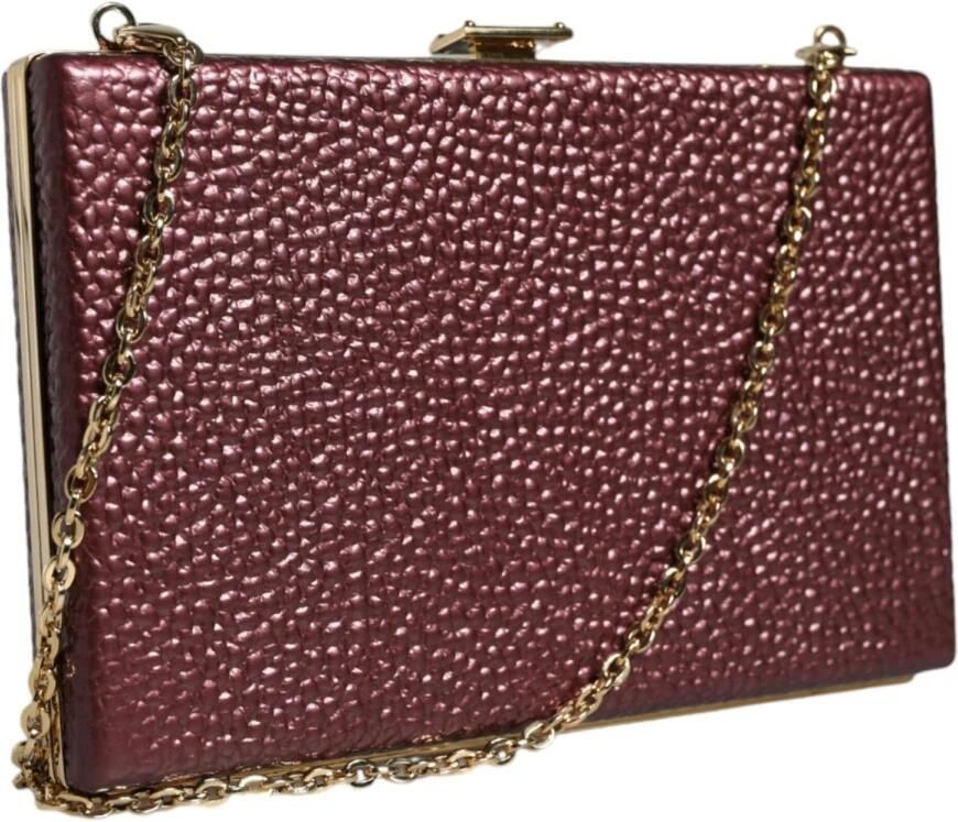 Dolce & Gabbana Maroon Leren Crossbody Clutch Tas Brown Dames