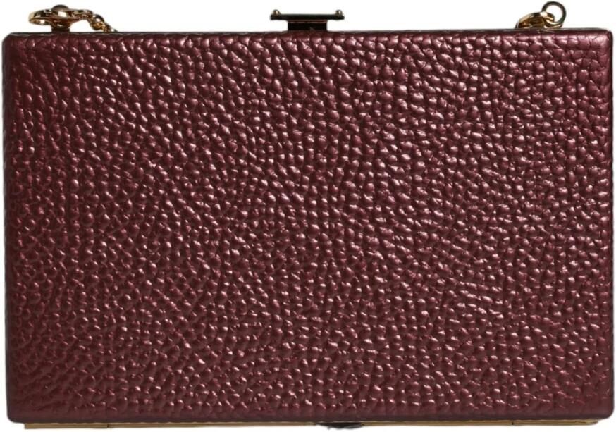 Dolce & Gabbana Maroon Leren Crossbody Clutch Tas Brown Dames - Foto 3