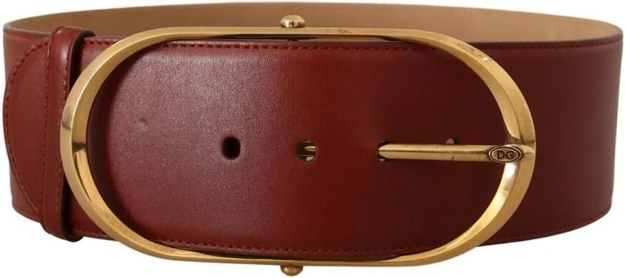 Dolce & Gabbana Maroon Leren Riem met Gouden Ovaal Gesp Brown Dames - Foto 3