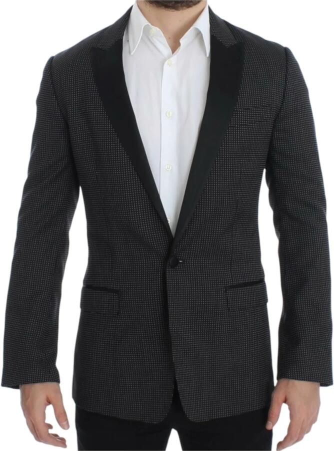 Dolce & Gabbana Zwart Fluwelen Blazer met Witte Polka Dots Black Heren - Foto 7