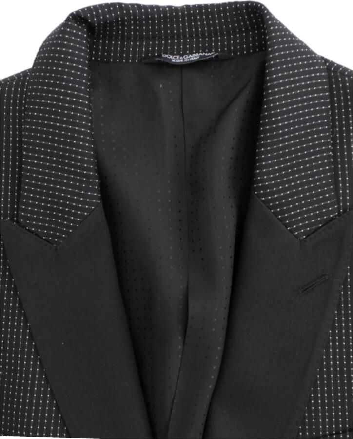 Dolce & Gabbana Zwart Fluwelen Blazer met Witte Polka Dots Black Heren