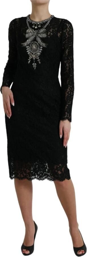 D&G Jurk D&G Kanten potloodjurk verfraaid met lange mouwen - Foto 3