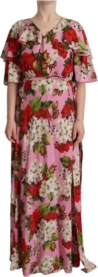 Dolce & Gabbana Maxi Jurk met Multicolor Bloemenprint Pink Dames - Foto 4