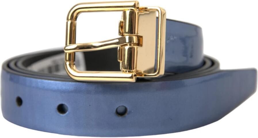 Dolce & Gabbana Metalen Blauw Leren Riem met Gouden Gesp Blue Unisex - Foto 5