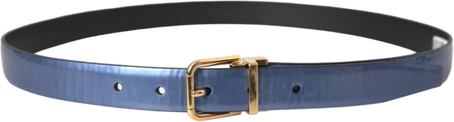 Dolce & Gabbana Metalen Blauw Leren Riem met Gouden Gesp Blue Unisex - Foto 4