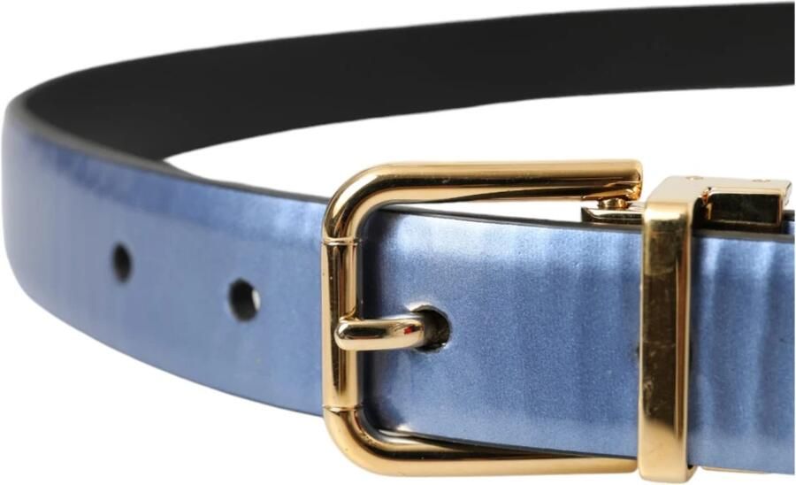 Dolce & Gabbana Metalen Blauw Leren Riem met Gouden Gesp Blue Unisex - Foto 3