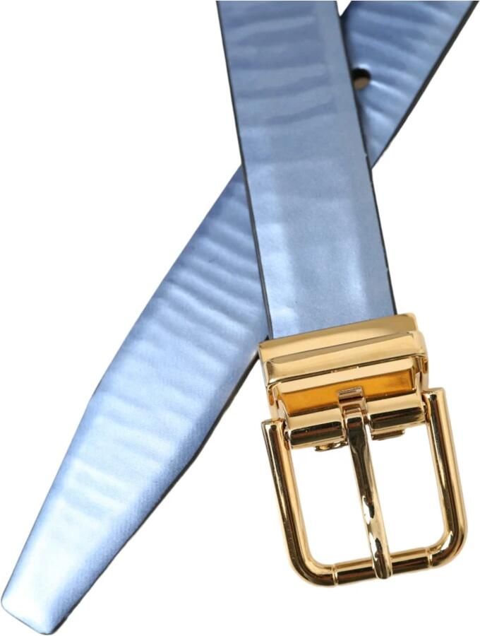 Dolce & Gabbana Metalen Blauw Leren Riem met Gouden Gesp Blue Unisex - Foto 2
