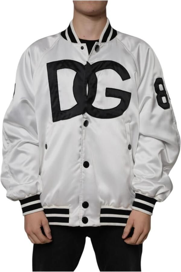 Dolce & Gabbana Metalen Detail Bomberjack in Wit White Heren - Foto 10