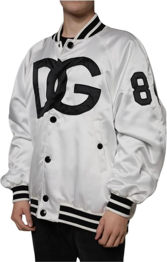 Dolce & Gabbana Metalen Detail Bomberjack in Wit White Heren - Foto 8