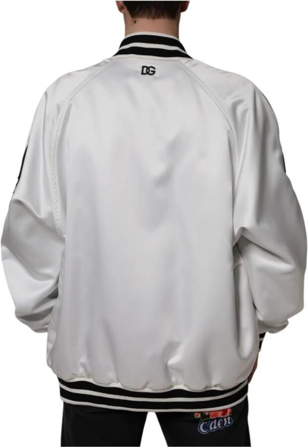 Dolce & Gabbana Metalen Detail Bomberjack in Wit White Heren - Foto 7