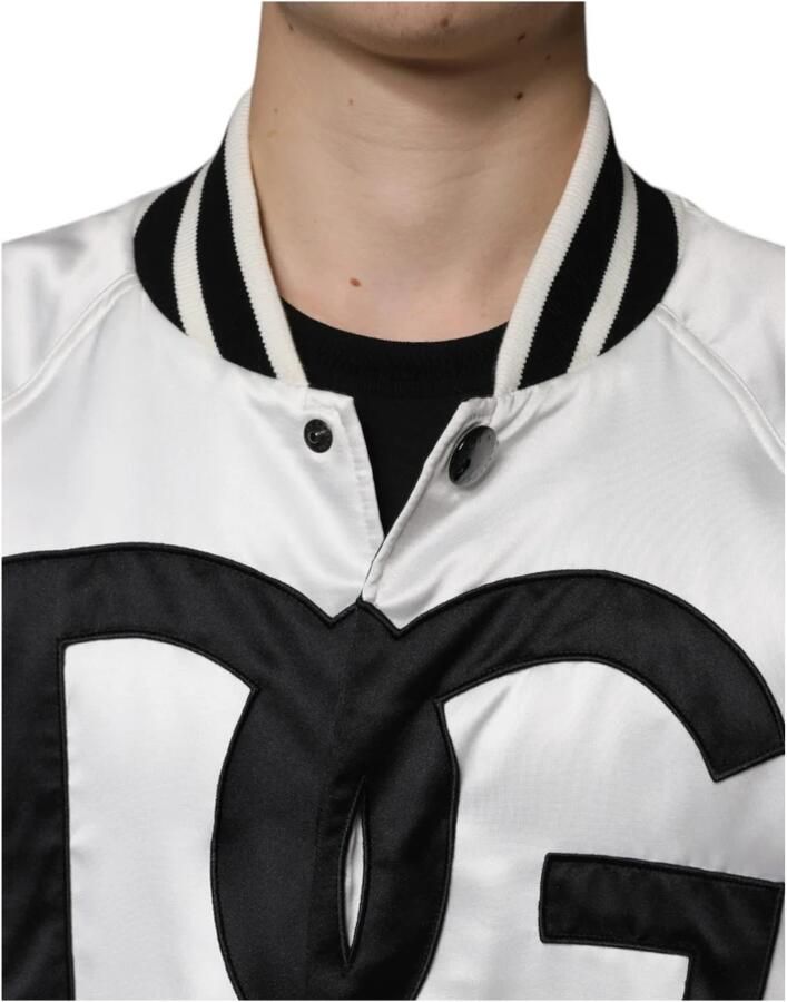 Dolce & Gabbana Metalen Detail Bomberjack in Wit White Heren