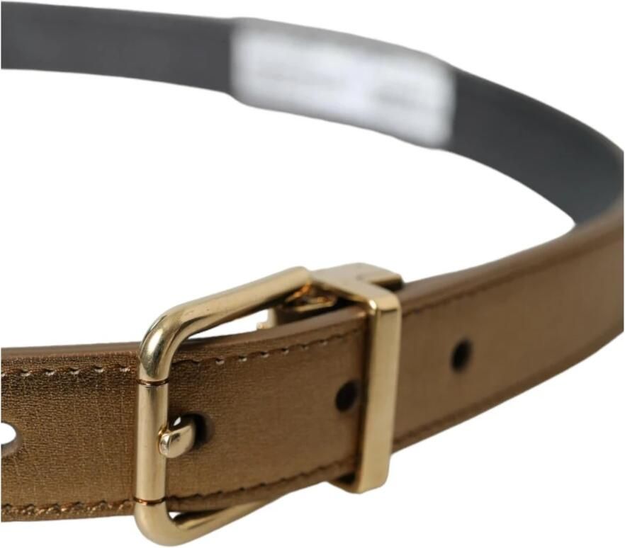 Dolce & Gabbana Metallic Gouden Leren Riem met Metalen Gesp Yellow Heren