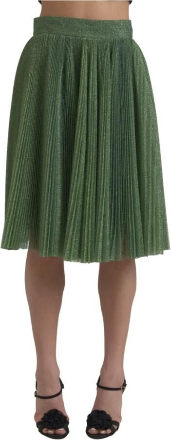 Dolce & Gabbana Metallic Groene Hoge Taille A-lijn Plooirok Green Dames - Foto 7