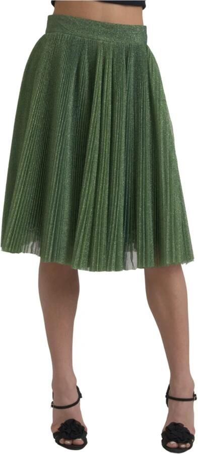 Dolce & Gabbana Metallic Groene Hoge Taille A-lijn Plooirok Green Dames - Foto 5