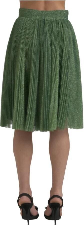 Dolce & Gabbana Metallic Groene Hoge Taille A-lijn Plooirok Green Dames - Foto 6