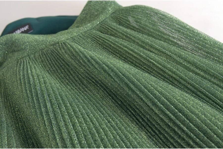 Dolce & Gabbana Metallic Groene Hoge Taille A-lijn Plooirok Green Dames - Foto 3