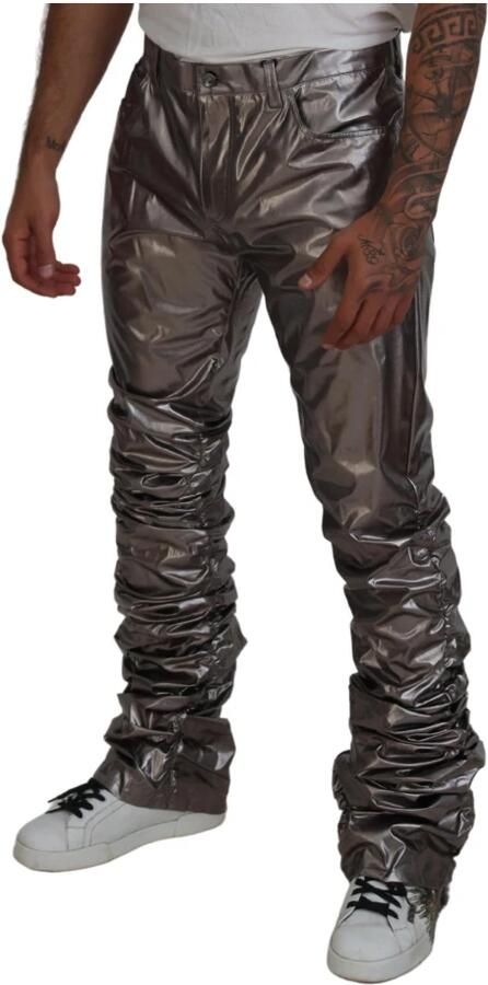 Dolce & Gabbana Metallic Silver Casual Pants Gray Heren - Foto 2