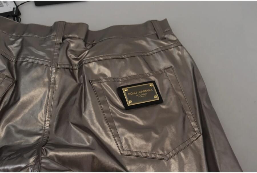 Dolce & Gabbana Metallic Silver Casual Pants Gray Heren