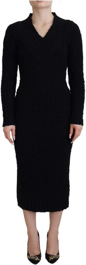 D&G Jurk D&G Geribbelde gebreide midi-jurk met lange mouwen - Foto 5