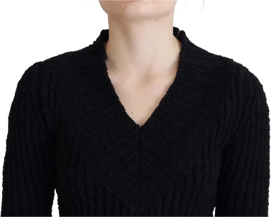 D&G Jurk D&G Geribbelde gebreide midi-jurk met lange mouwen