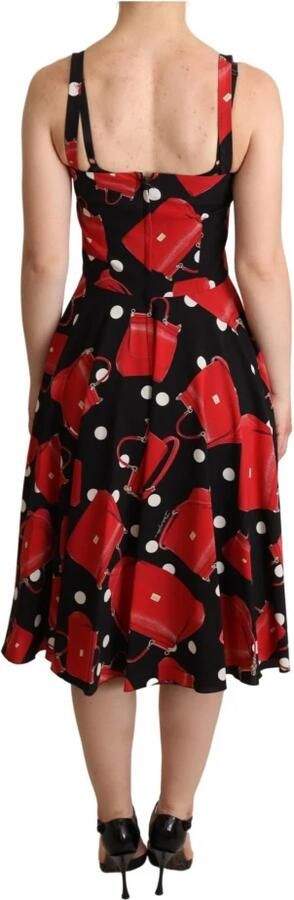 Dolce & Gabbana Black Red Bag Print A-line Mid Length Dress Rood Dames - Foto 2