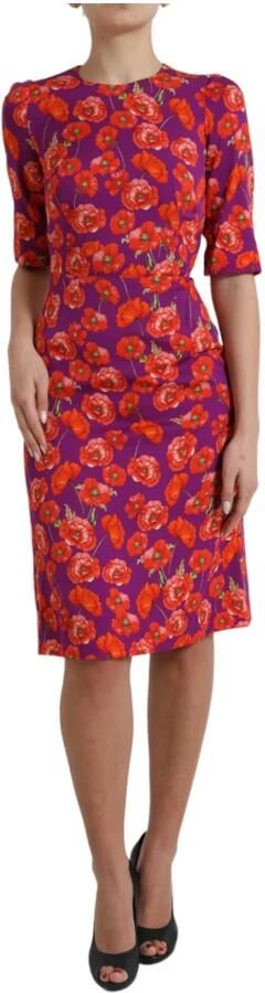 Dolce & Gabbana Levendig Bloemig Charmeuse Jurk Multicolor Dames - Foto 6