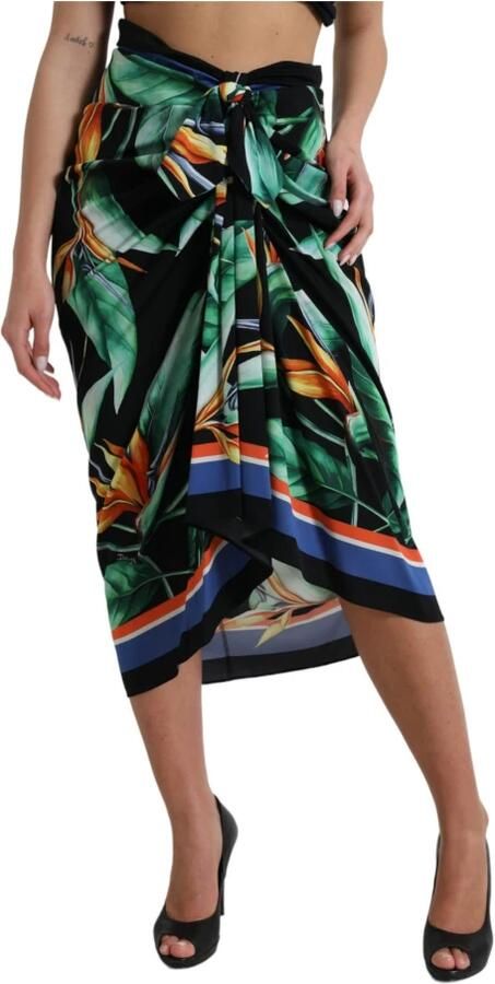 D.Exterior Black Blue Cotton Stretch Straight Skirt Zwart - Foto 8