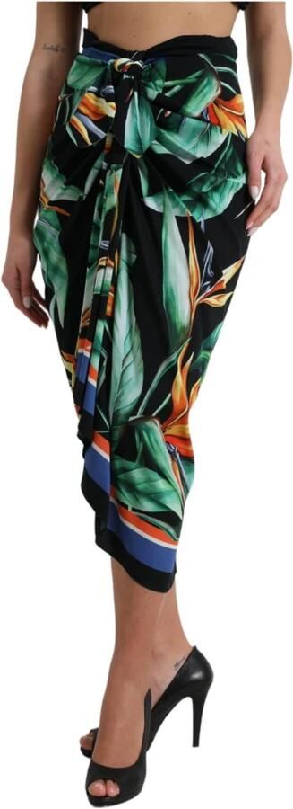 D.Exterior Black Blue Cotton Stretch Straight Skirt Zwart - Foto 9