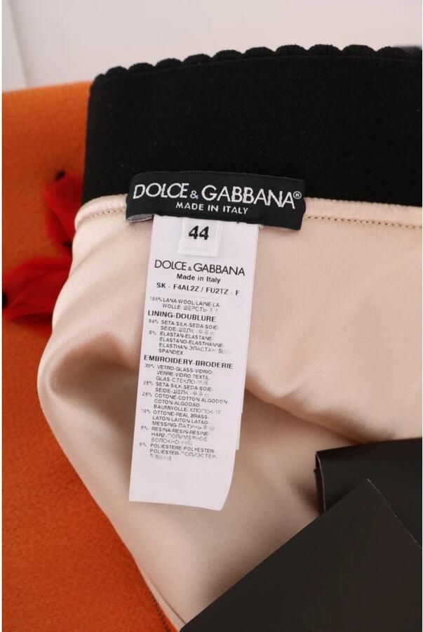 Dolce & Gabbana Oranje Wol Kristal Pailletten Applicaties Rok Orange Dames