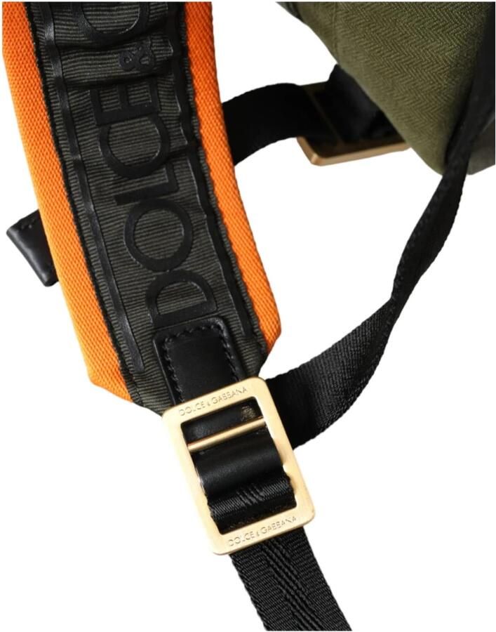 Dolce & Gabbana Militair Groene Patchwork Rugzak met Leren Details Green Heren - Foto 3