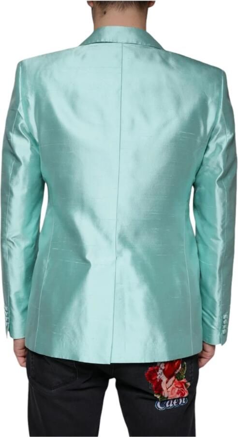 Dolce & Gabbana Mint Groene Zijden Slim Fit Blazer Green Heren - Foto 4