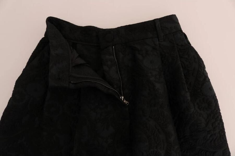 Dolce & Gabbana Zwarte Bloemen Brokaat Hoge Taille Capri Shorts Black Dames - Foto 2