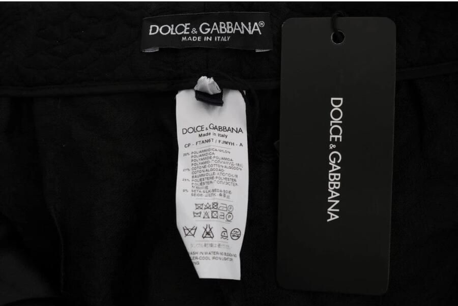 Dolce & Gabbana Zwarte Bloemen Brokaat Hoge Taille Capri Shorts Black Dames