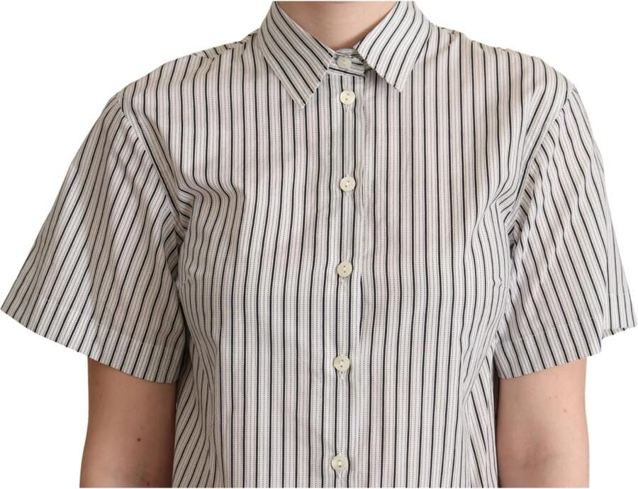 Dolce & Gabbana Gestreept Overhemd met Kraag Authentiek Katoen Stijlvol Ontwerp Gray Dames