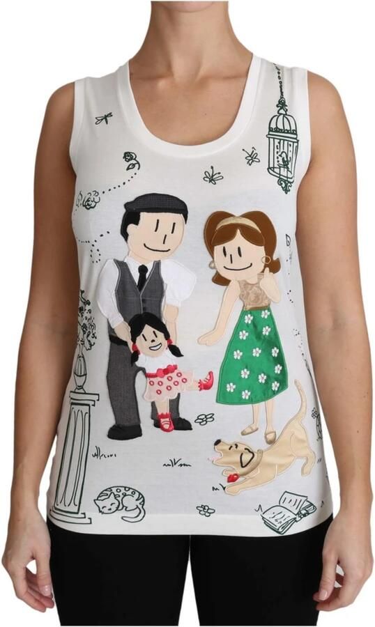 Dolce & Gabbana White Cotton gdfamily Sleeveless Shirt Tank Top Wit Dames - Foto 6