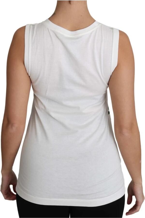 Dolce & Gabbana White Cotton gdfamily Sleeveless Shirt Tank Top Wit Dames - Foto 3