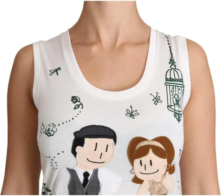Dolce & Gabbana White Cotton gdfamily Sleeveless Shirt Tank Top Wit Dames