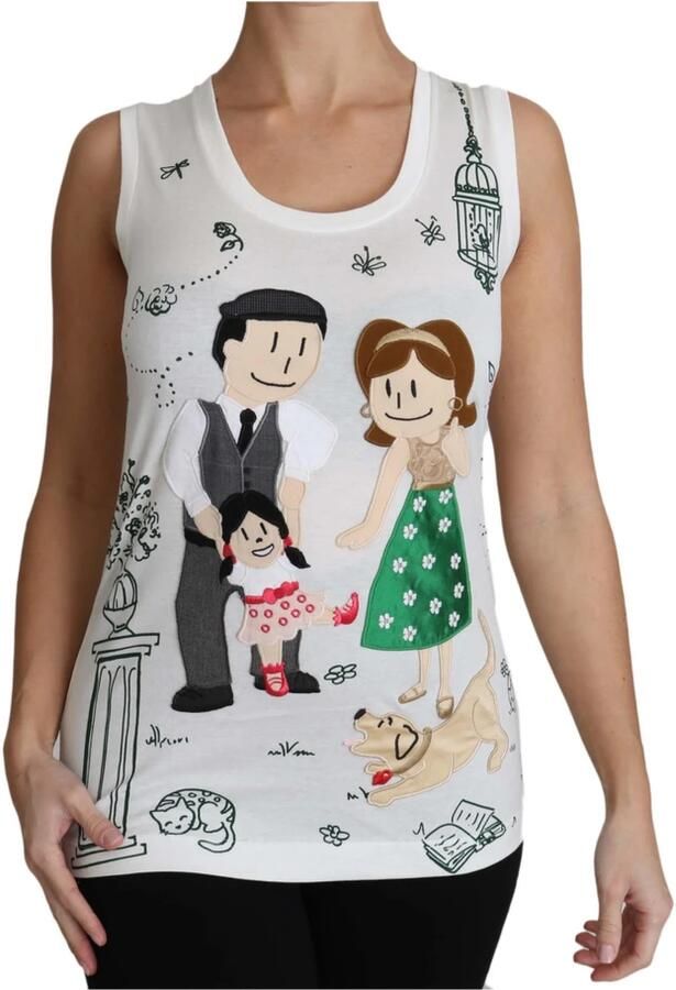 Dolce & Gabbana White Cotton gdfamily Sleeveless Shirt Tank Top Wit Dames - Foto 2