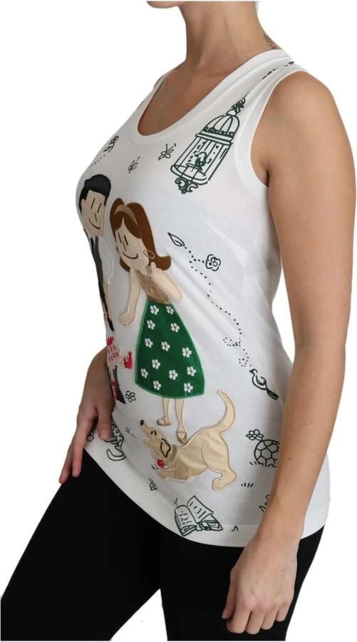 Dolce & Gabbana White Cotton gdfamily Sleeveless Shirt Tank Top Wit Dames - Foto 4