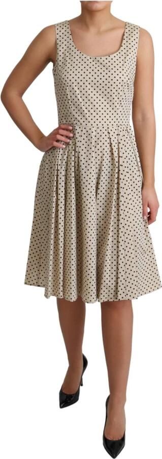 Dolce & Gabbana Beige Polka Gestippelde Katoenen A-Lijn Jurk Beige Dames - Foto 2