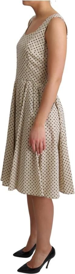 Dolce & Gabbana Beige Polka Gestippelde Katoenen A-Lijn Jurk Beige Dames - Foto 4